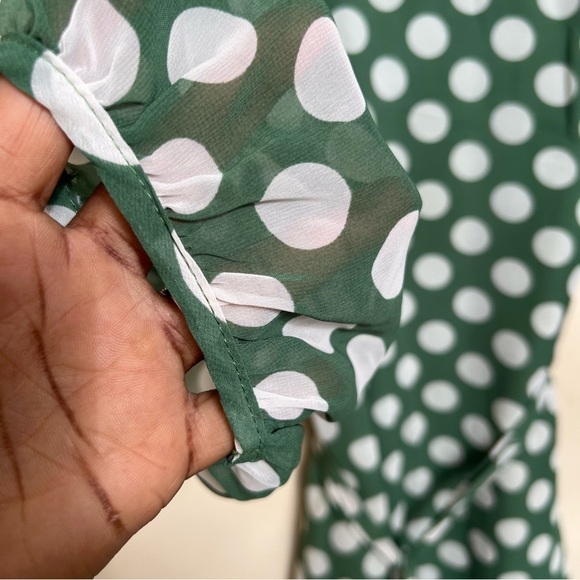 EZRA Green & White Polka Dot Dress - Picture 3 of 8